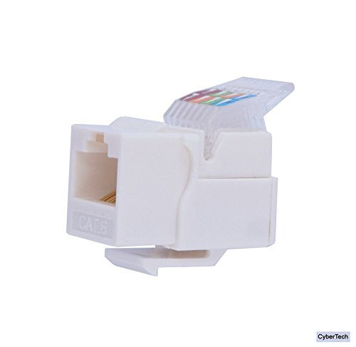 IDC RJ45 CAT6/CAT5e Tool-less No Punch Down Tool Required Gold Plated Keystone Jack, 10 GB Ethernet Cable Patch Panel Wall Plate w Standard Keystone Port, with Color Coded Wiring Schema Snap In Stand