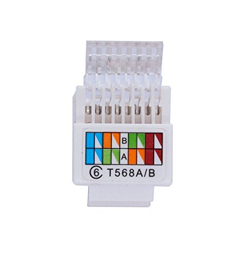 IDC RJ45 CAT6/CAT5e Tool-less No Punch Down Tool Required Gold Plated Keystone Jack, 10 GB Ethernet Cable Patch Panel Wall Plate w Standard Keystone Port, with Color Coded Wiring Schema Snap In Stand