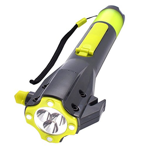 CyberTech All-in-1 Emergency Flashlight,LED Flashlight, SOS Strobe, Windshield Hammer, Window Breaker, Seatbelt Cutter,Waterproof,Compass,Rechargeable Hand Crank Flashlight and USB Cell Phone Charger