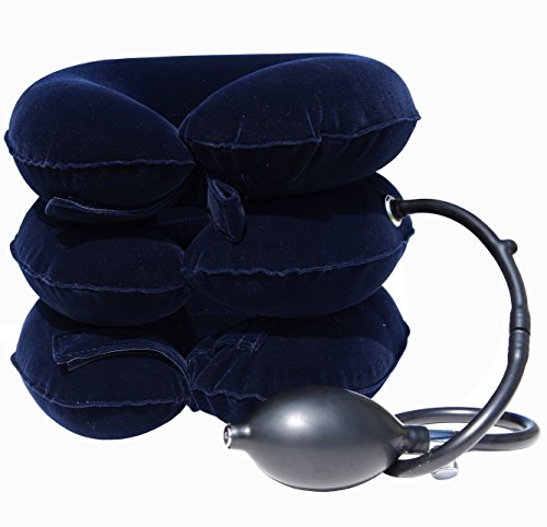 Cervical Traction Pillow Stretcher Device for Posture and Neck Pain by AcuTech - for Chronic Neck, Head, Shoulder Pain Relief - Therapeutic Inflatable Portable Pillow
