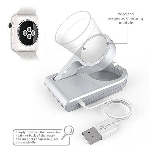 [MFI Certified] Protable Magnetic Charging Dock for All Apple Watch Models with Foldable Design to Enable Nightstand Mode, 3ft Long USB Cable