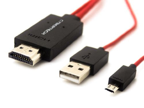 Cybertech MHL Micro USB to HDMI HDTV Adapter for Samsung Galaxy Tab 3 8.0 10.1 - 2 Meters Extra Long Cable (Charge Your Phone While Watching HD Video)
