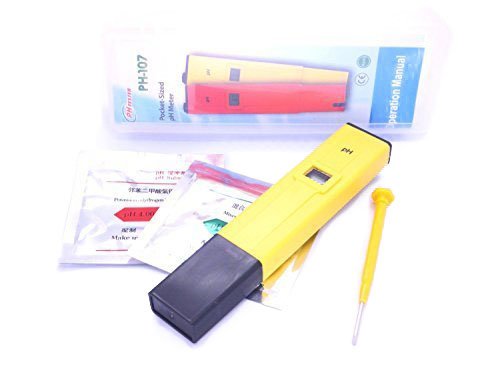 CyberTech PHTester PH-107 Digital pH Meter Tester, With 1 Pack of Calibration Solution Mixture Included.