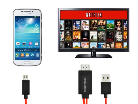 Cybertech MHL Micro USB to HDMI HDTV Adapter for Samsung Galaxy Tab 3 8.0 10.1 - 2 Meters Extra Long Cable (Charge Your Phone While Watching HD Video)