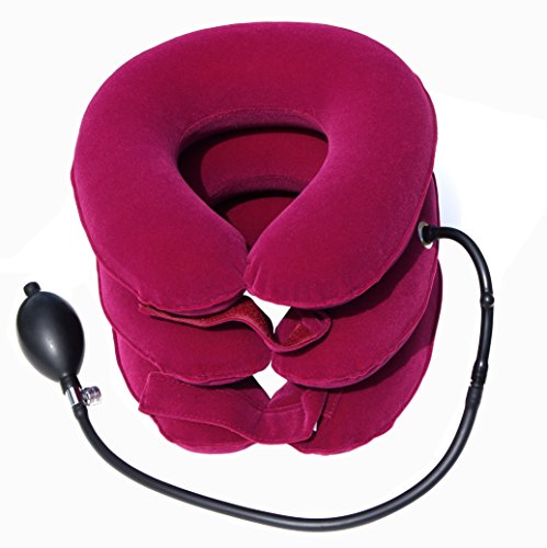 Cervical Traction Pillow Stretcher Device for Posture and Neck Pain by AcuTech - for Chronic Neck, Head, Shoulder Pain Relief - Therapeutic Inflatable Portable Pillow