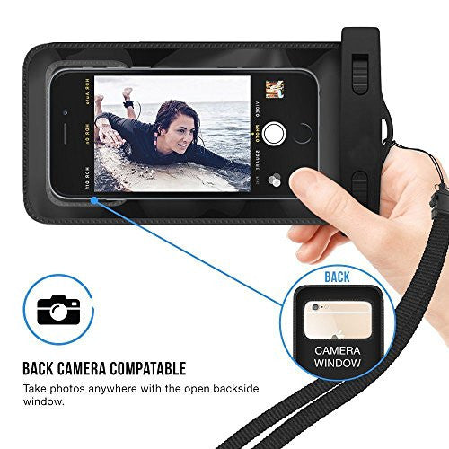 20 ft Waterproof Dry Bag Case Cover for Smartphones up to 6" (Black)