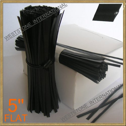 Plastic Twist Ties - 5 inch - Black - Bag of 125