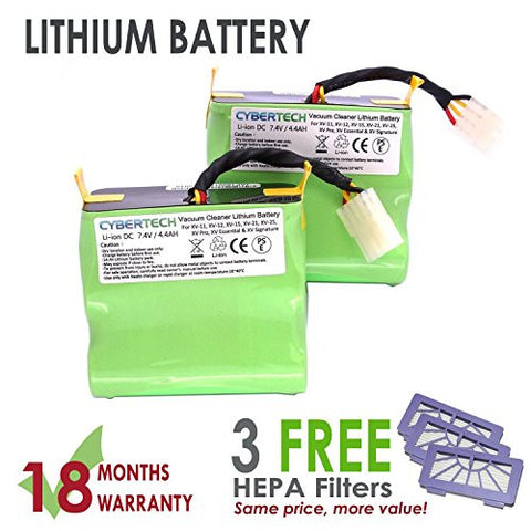 CyberTech Robotic Vacuum Cleaner 4400mAh Lithium Replacement Battery with 3 HEPA Filter for Neato VX, XV-11, XV-12, XV-14, XV-15, XV-21, XV-25 and Signature XV Pro