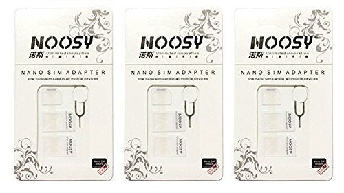 SIM CARD ADAPTER KIT 3-Pack (9 Total Adapters: Nano to Micro, Nano to Regular, Micro to Regular) with SIM Extractor (White)