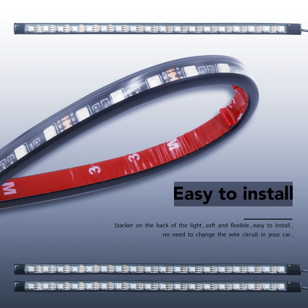Car LED Strip Light, 4pcs 72 LED DC 12V Multicolor Music Car Interior Light LED -Under Dash Lighting Kit with Sound Active Function and Wireless Remote Control