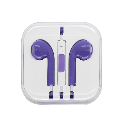 CyberTech Purple Earphones w/ Volume Control + Clear Hard Case