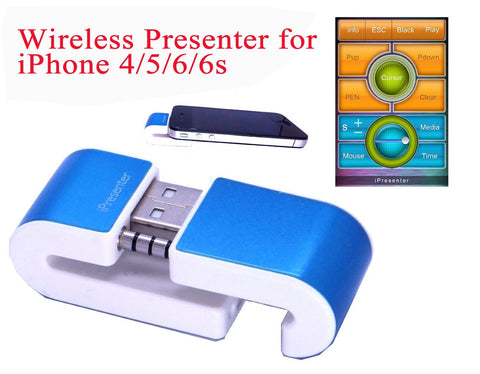 CyberTech iPresenter Wireless Presenter Remote/ Air Mouse for iPhone 4/5, Free App download, Compact Size,