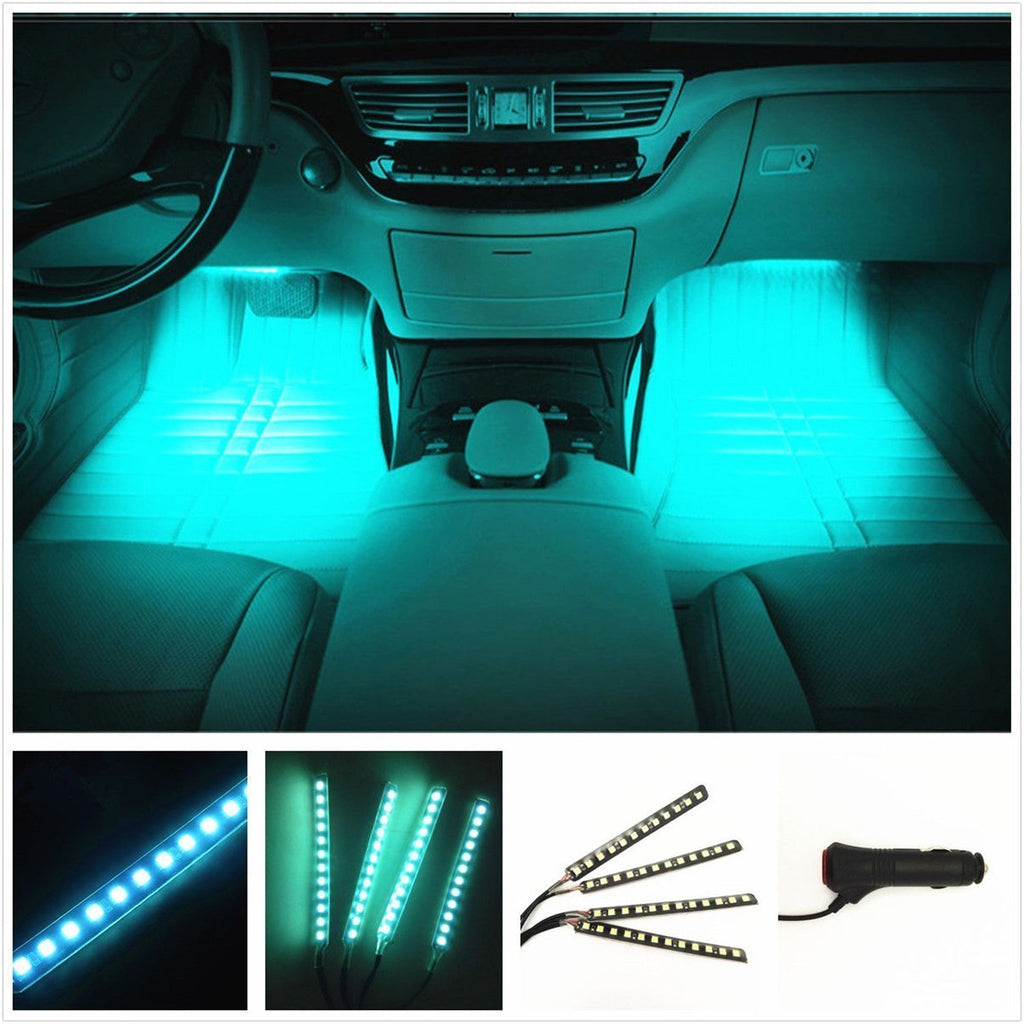 Car LED Strip Light, 4pcs 72 LED DC 12V Multicolor Music Car Interior Light LED -Under Dash Lighting Kit with Sound Active Function and Wireless Remote Control