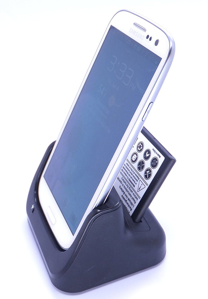 Cybertech Dual Desktop Charger Cradle Dock for Samsung Galaxy S4 with Spare Charging Slot for Samsung Galaxy S4, with BONUS Home and Car Chargers