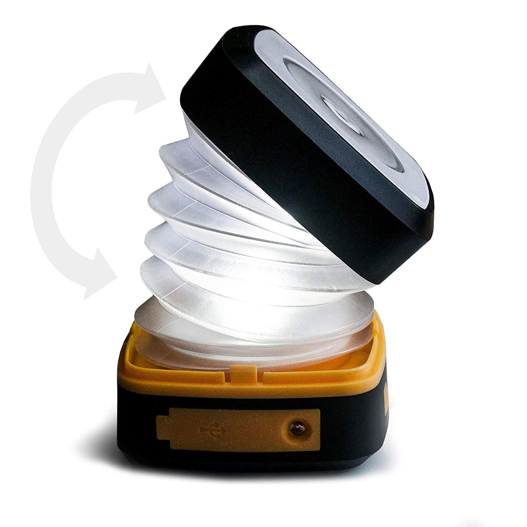 Compact Solar Charging LED Camping Lantern Flashlight For Travel, Camping Fishing - Sun Powered and USB Rechargeable, Portable Mini Collapsible Telescopic Lantern Design with Mobile Phone Charger