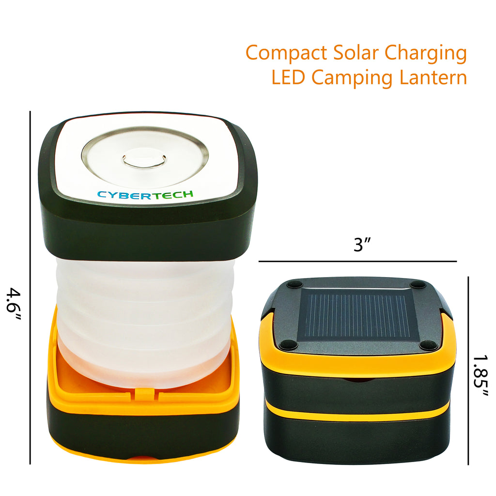 Compact Solar Charging LED Camping Lantern Flashlight For Travel, Camping Fishing - Sun Powered and USB Rechargeable, Portable Mini Collapsible Telescopic Lantern Design with Mobile Phone Charger