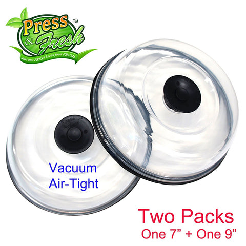 Copy of Press n Fresh Universal Vacuum Air-tight Food Sealer Container Plate Platter Lid Cover Topper Dome, Stackable, Safe for Microwave, Dishwasher and BPA Free (9 & 7 inches, Black)