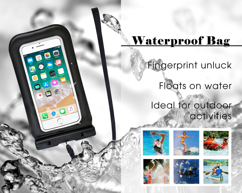 CyberTech 20 ft Waterproof Pouch for Samsung S2/ S3, Apple iPhone, and any other device with a 6.5" screen or smaller