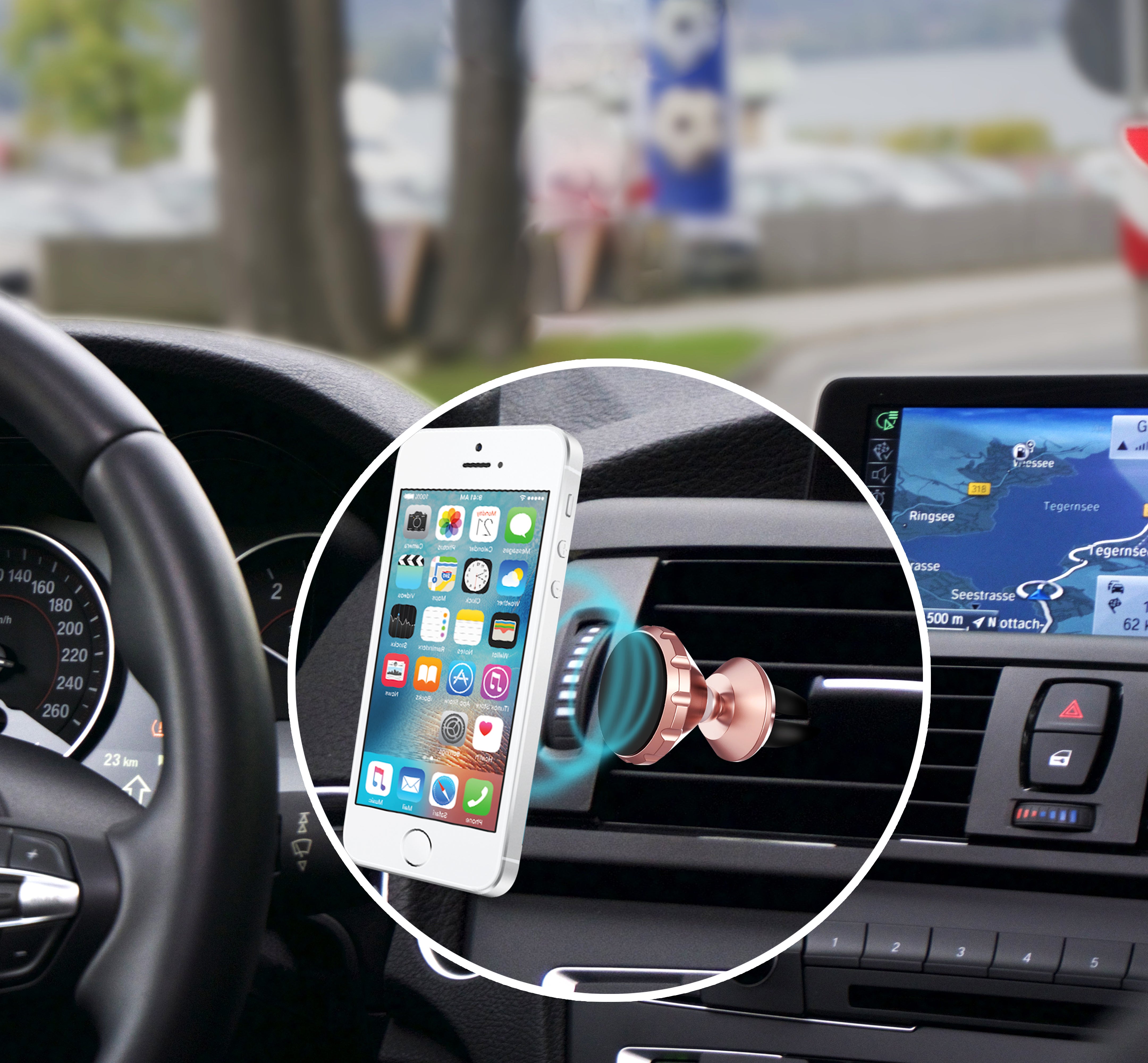 CybreTech 2X Pack Universal Magnetic Air-vent Car Mount with Dash Mount Holders for iPhone, Samsung Galaxy S Series, Note, HTC, Motorola, Google Nexus, Nokia,Blackerry,and Droid Smart Phones/GPS