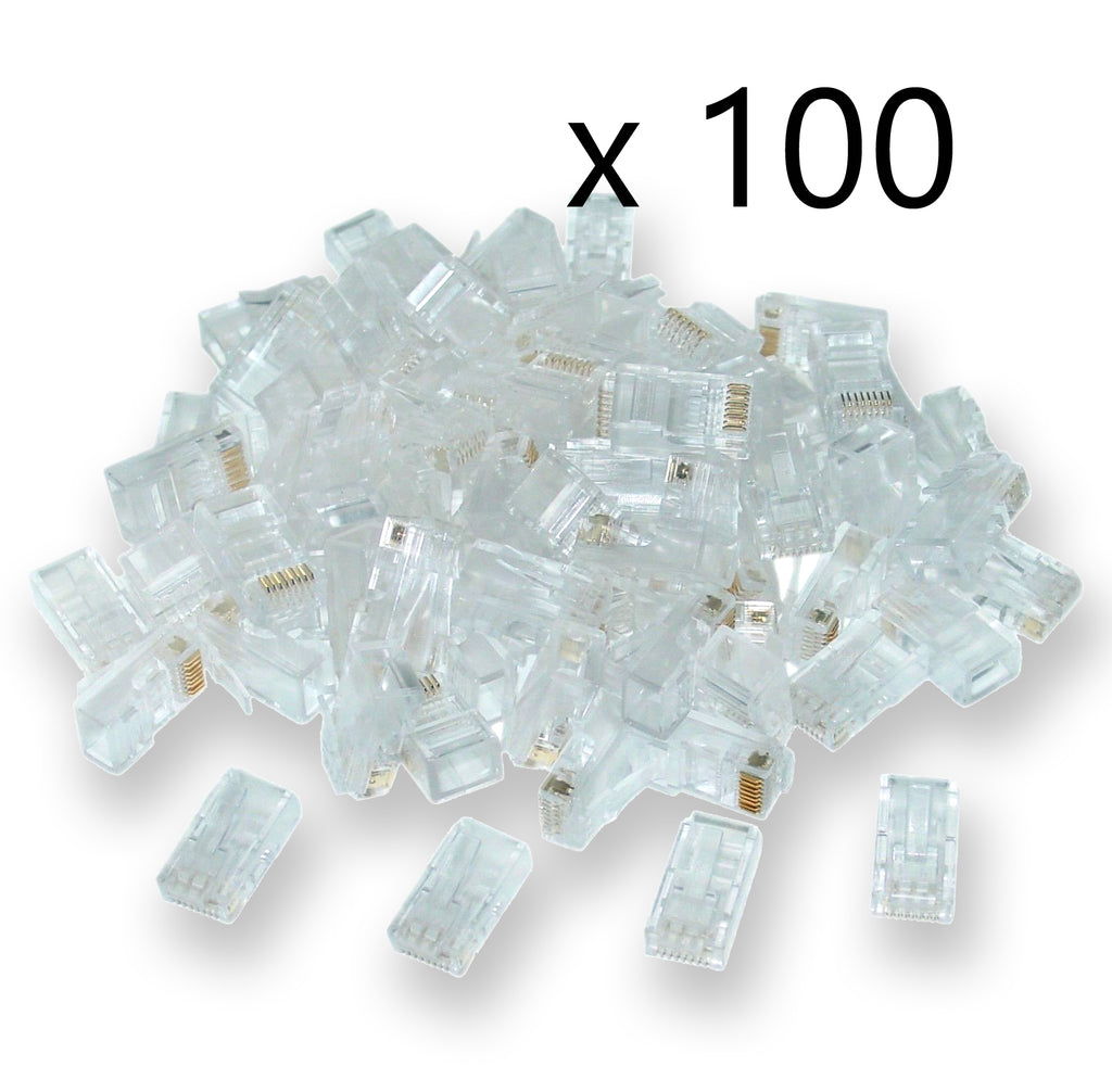 Cybertech Cat6, Cat5e RJ-45 8P8C Ethernet Modular Crimp Connectors Plugs Pack of 100