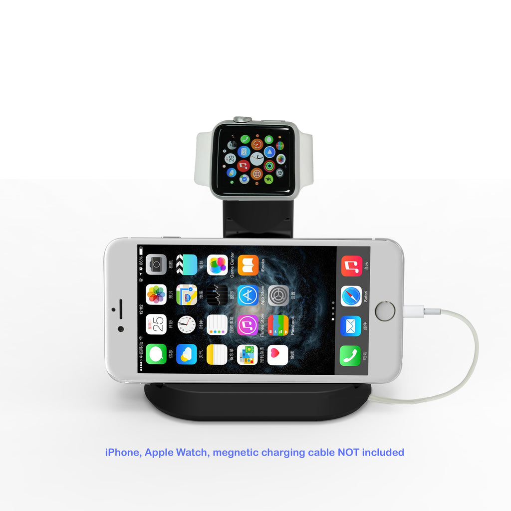 2 in 1 Stand Charging Station Dock cradle holder with Built-in Insert Slots for iPhone & Apple Watch Stand