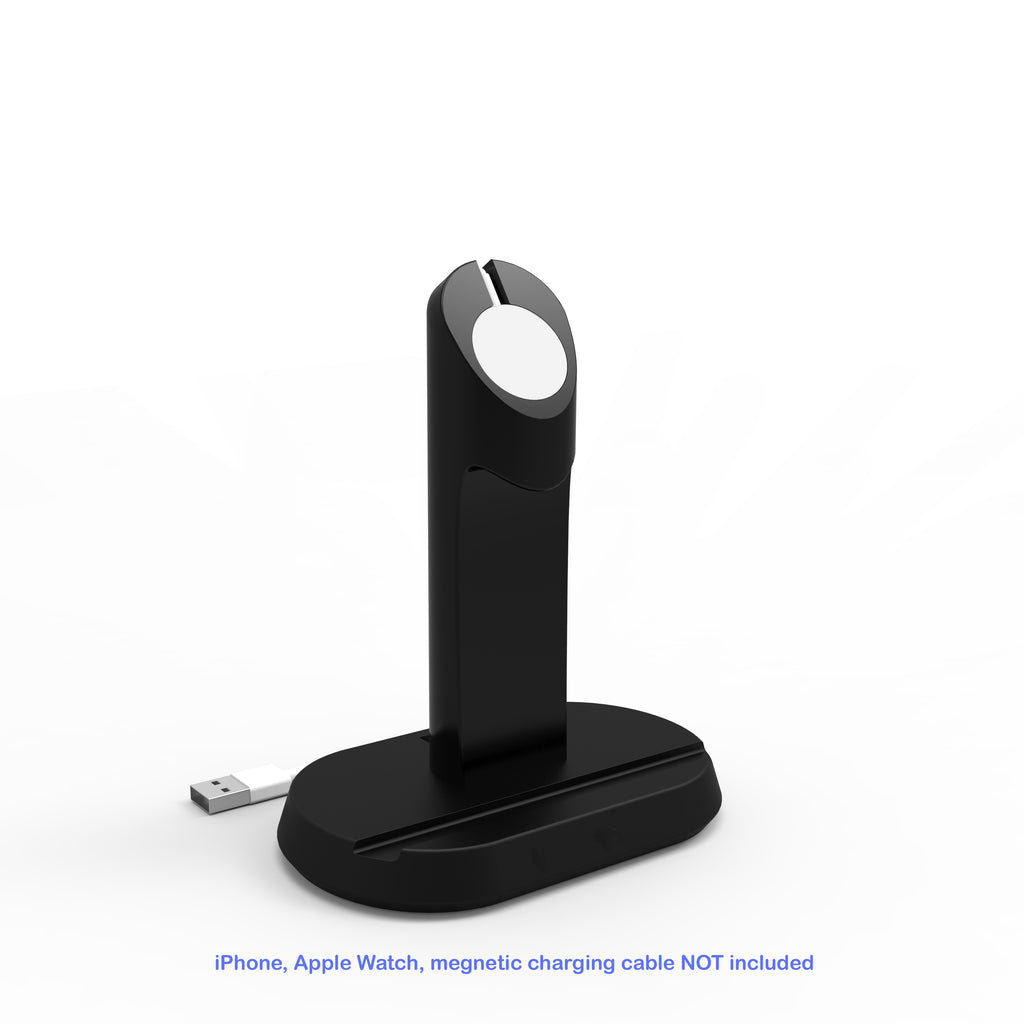 2 in 1 Stand Charging Station Dock cradle holder with Built-in Insert Slots for iPhone & Apple Watch Stand