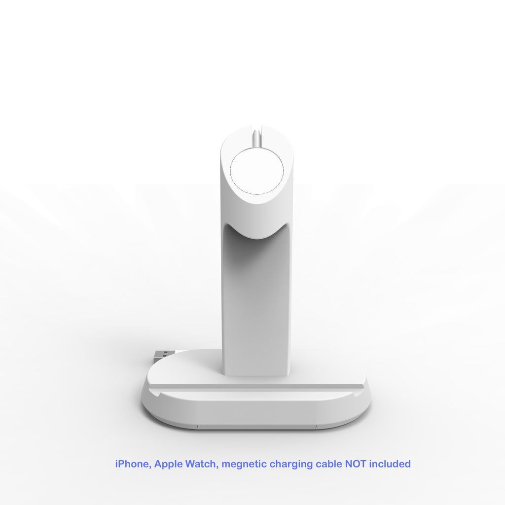 2 in 1 Stand Charging Station Dock cradle holder with Built-in Insert Slots for iPhone & Apple Watch Stand