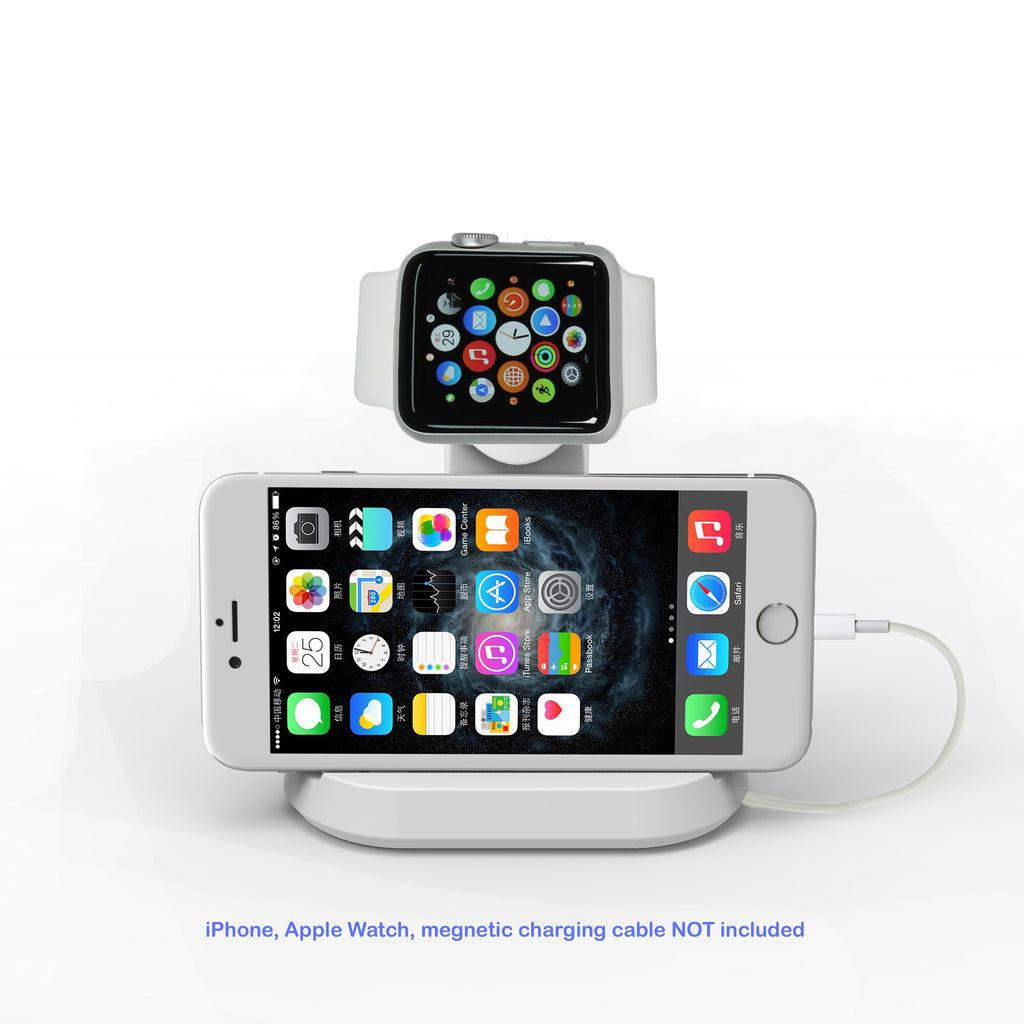 2 in 1 Stand Charging Station Dock cradle holder with Built-in Insert Slots for iPhone & Apple Watch Stand