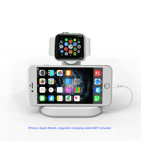 2 in 1 Stand Charging Station Dock cradle holder with Built-in Insert Slots for iPhone & Apple Watch Stand