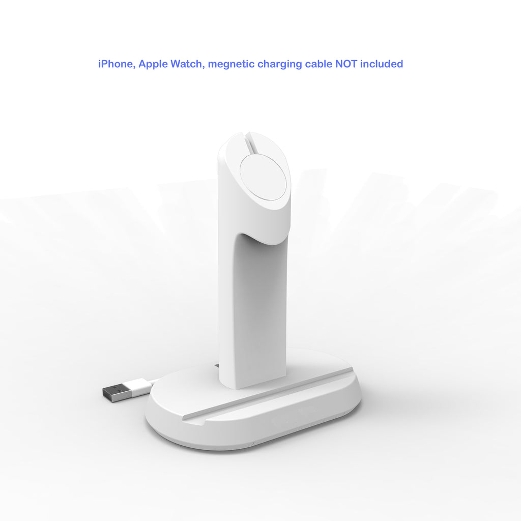 2 in 1 Stand Charging Station Dock cradle holder with Built-in Insert Slots for iPhone & Apple Watch Stand