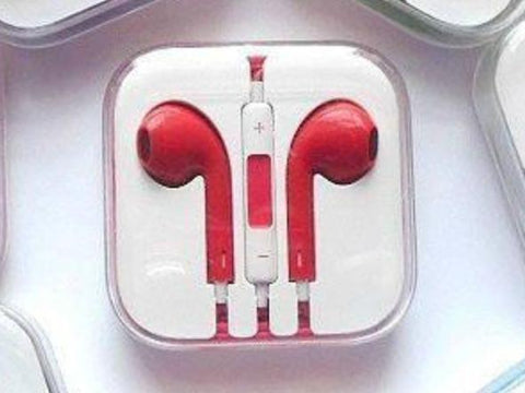 CyberTech Red Earphones w/ Volume Control + Clear Hard Case