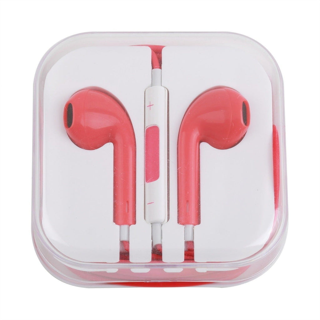 CyberTech Pink Earphones w/ Volume Control + Clear Hard Case