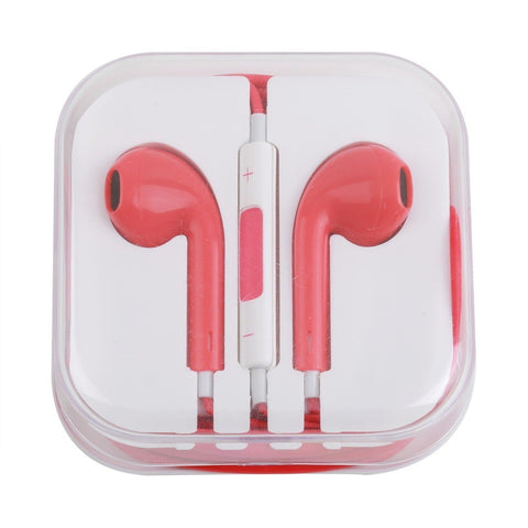 CyberTech Pink Earphones w/ Volume Control + Clear Hard Case
