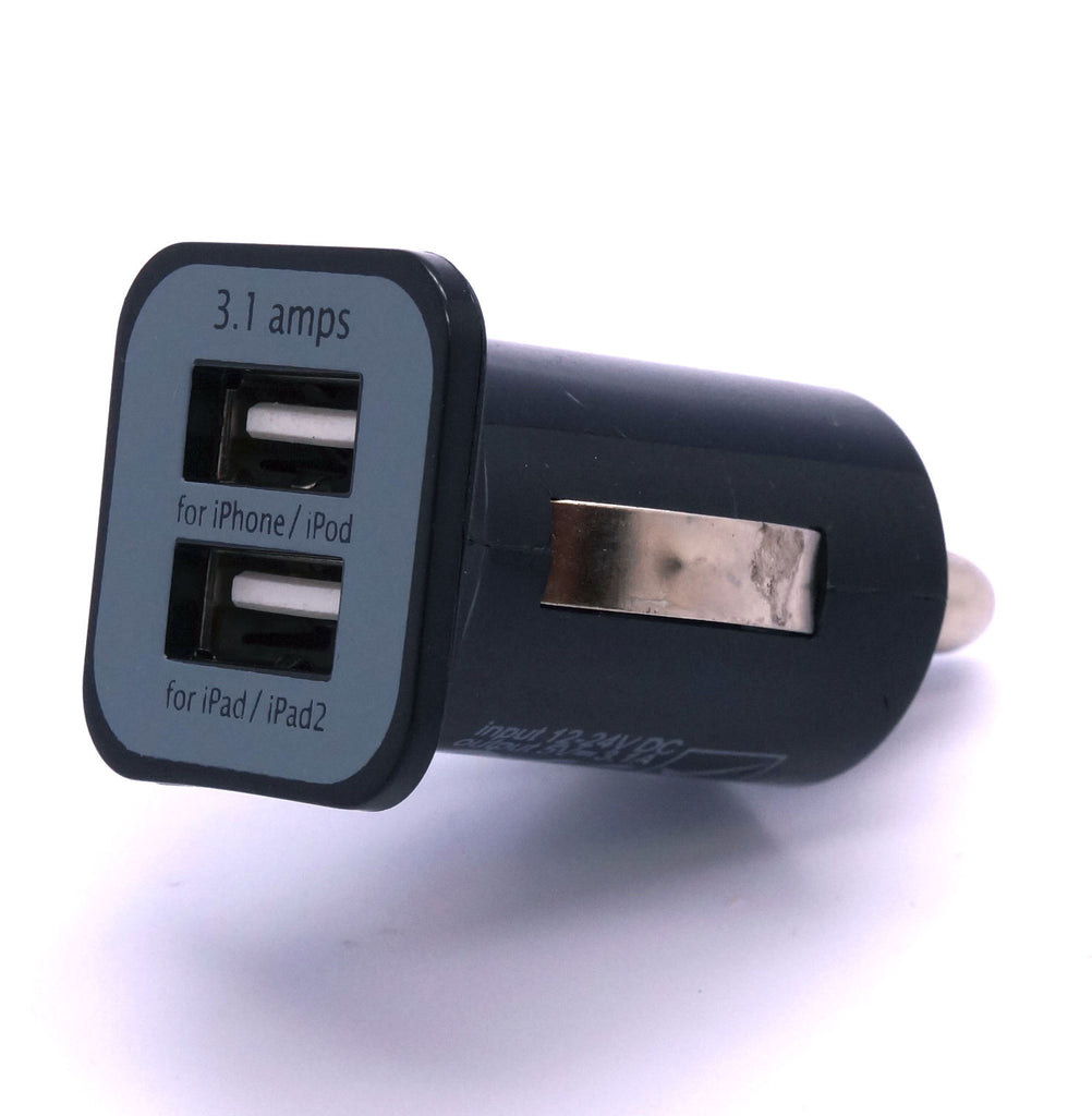 2-Port "Mini Bullet" USB Car Charger (2 Amp) w/ Retractable Lighting Cable For Apple iPhone 5, 5S, 5C, iPad mini, iPad 4 (White)