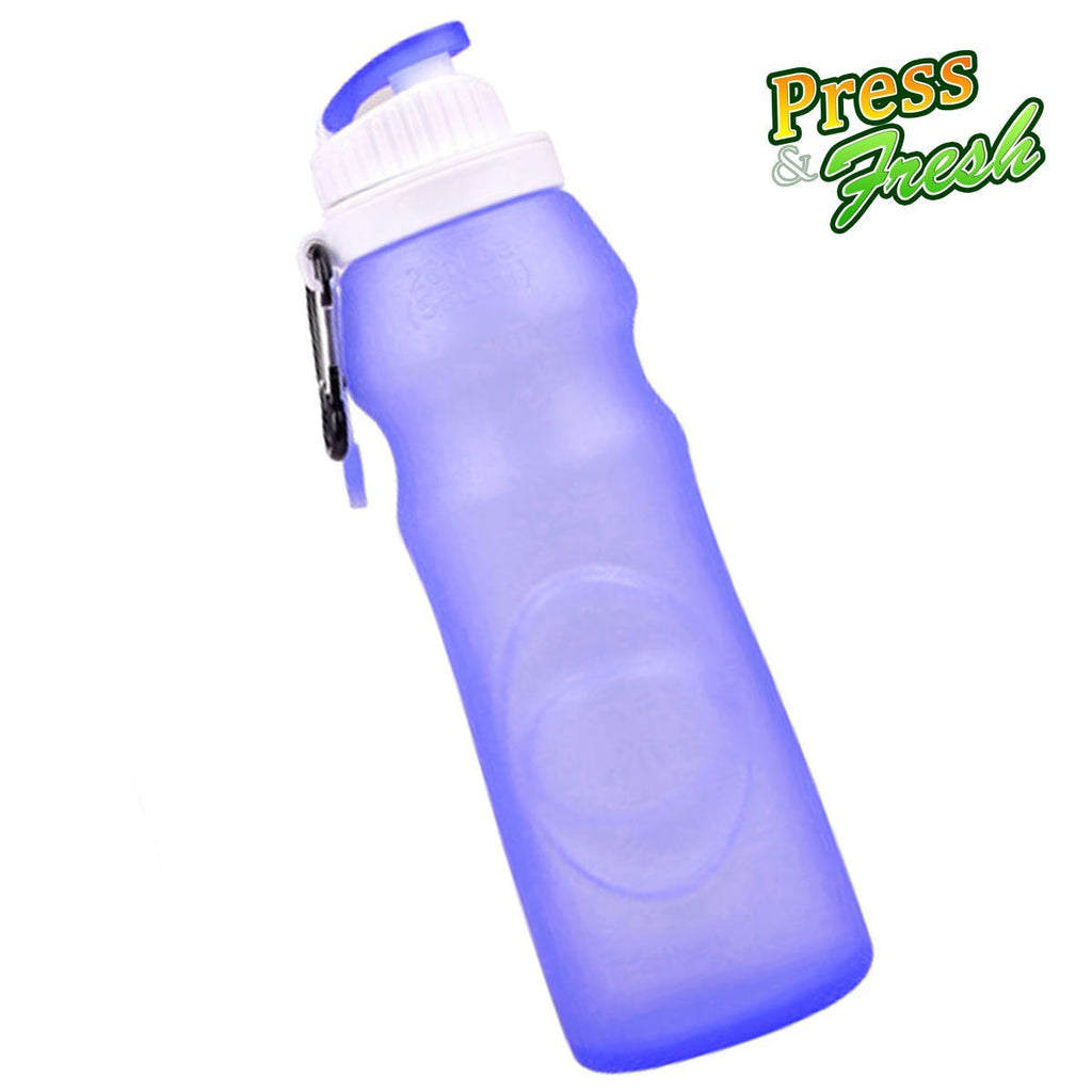 Press n Fresh Silicone Foldable Water Bottle - Perfect for Running, Biking, Jogging, Hiking, Camping, Picnic, Yoga,Travel, and More